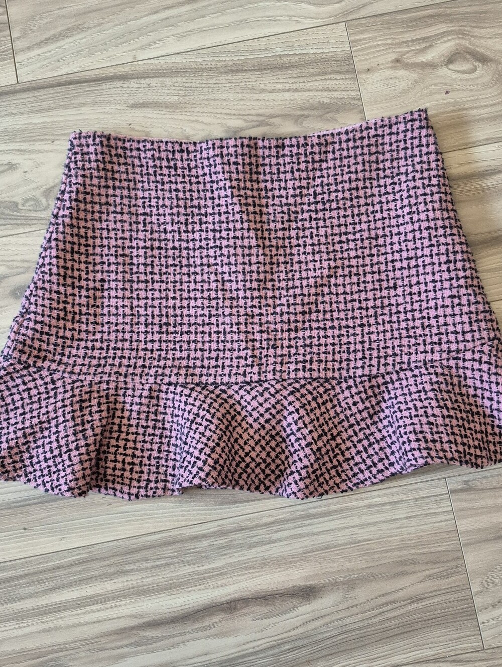 Vintage Charlotte Russe Pink Tweed Ruffle Hem Women's Skirt Small